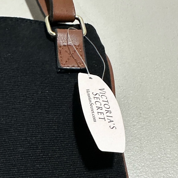 NWT Victoria’s Secret || Striped Pink & Black Women's Canvas Tote Bag (15"x12") - Picture 7 of 10